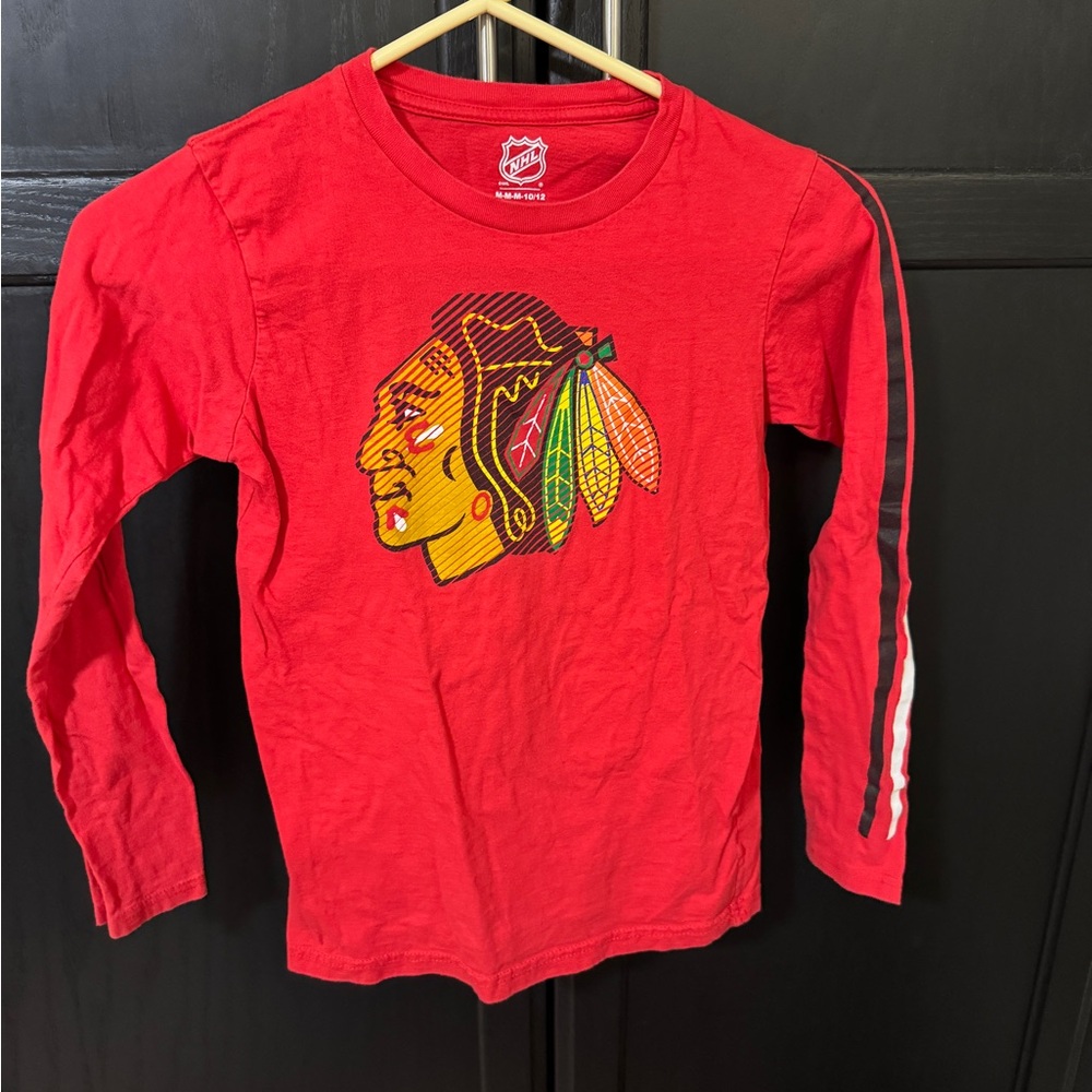 NHL Kids Red Long Sleeve Tee with Team Graphic